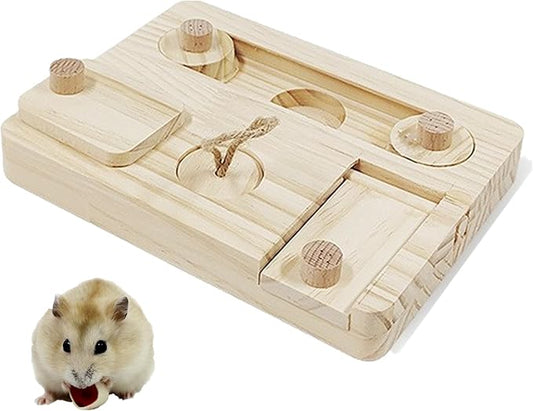alfyng Guinea Pig Foraging Puzzle Toys, Wooden 6 in 1 Interactive Hamsters Feeder Toy, Rabbit Sniff n' Snack Treat Dispenser Funny Toys for Small Animal, Rabbits, Bunny, Chinchillas, Rats and Gerbils