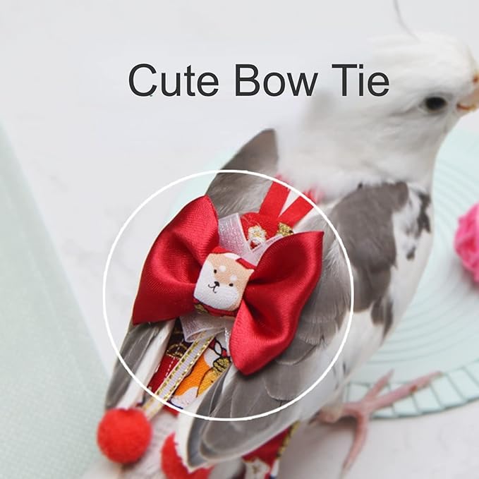 Bird Flight Suits Diapers, Parrot Flight Suits Diapers for Monk Parakeets, Cockatiels Flight Suits, Parrot Clothes, Bird Training Nappy Suit Liners Clothes (XS, Red-D)