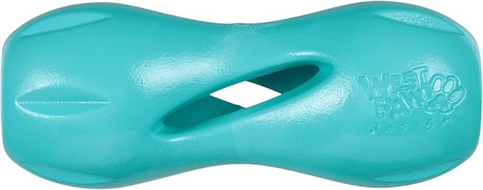 WEST PAW Qwizl Durable Zogoflex Dog Puzzle Toy for Mental Stimulation, and Enrichment - Treat Dispensing for Bully Sticks and Dental Sticks - Dishwasher Safe - Made in USA - Small - Teal