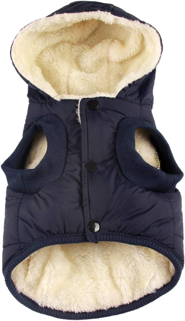 Vecomfy Fleece Lining Extra Warm Dog Hoodie in Winter for Large Dogs Jacket Pet Coats with Hooded,Blue XL