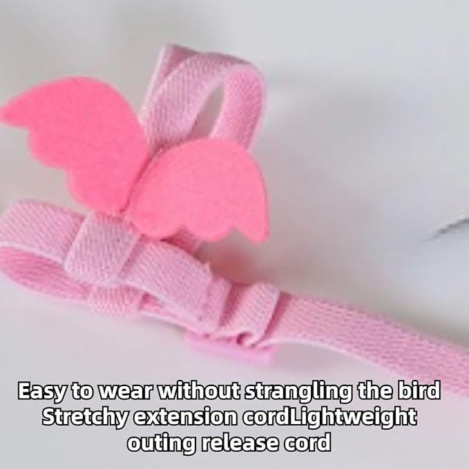Pet Parrot Bird Harness and Leash, Adjustable Training Design Anti-Bite, Bird Nylon Rope with Cute Wing and Colorful Leash for Parrots Lovebird Cockatiel Conure Budgie (Pink with 393.7inch Leash,L)
