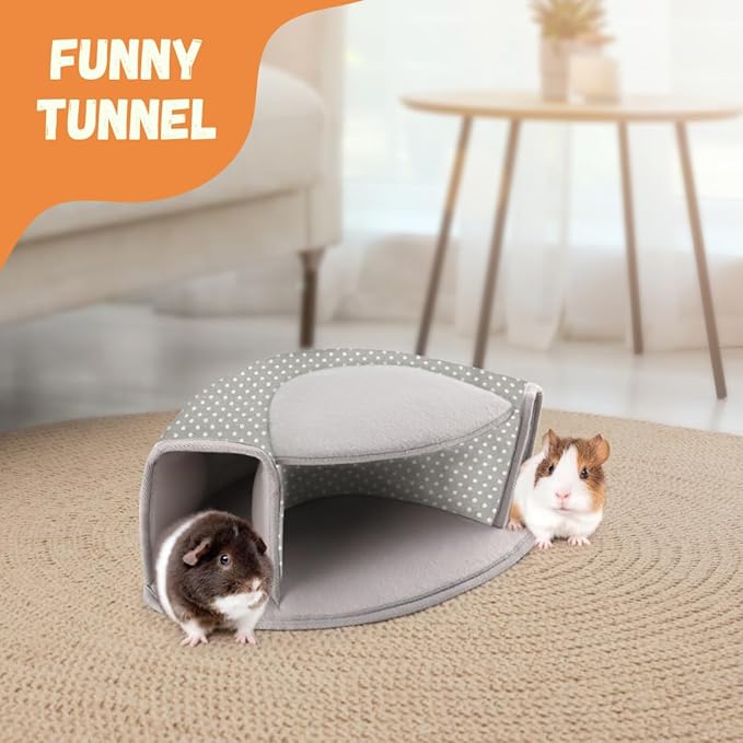 Guinea Pig Hideout, Interactive Guinea Pig Tunnel Bed, Washable Small Animal Tubes Toys Cage Accessories for Ferret Bunny Chinchilla