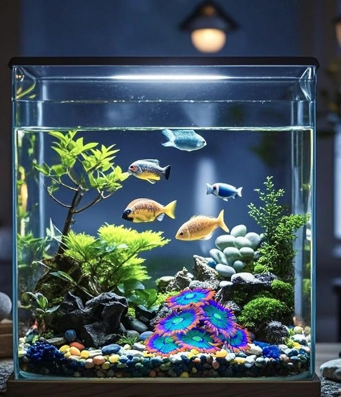 ZtohPyo Glowing Effect Soft Anemone Aquarium Fish Tank Decorations Silicone Glow in The Dark Artificial Ornament Plants for Aquarium Landscape Small/Large Fish Bowl Decor Accessories