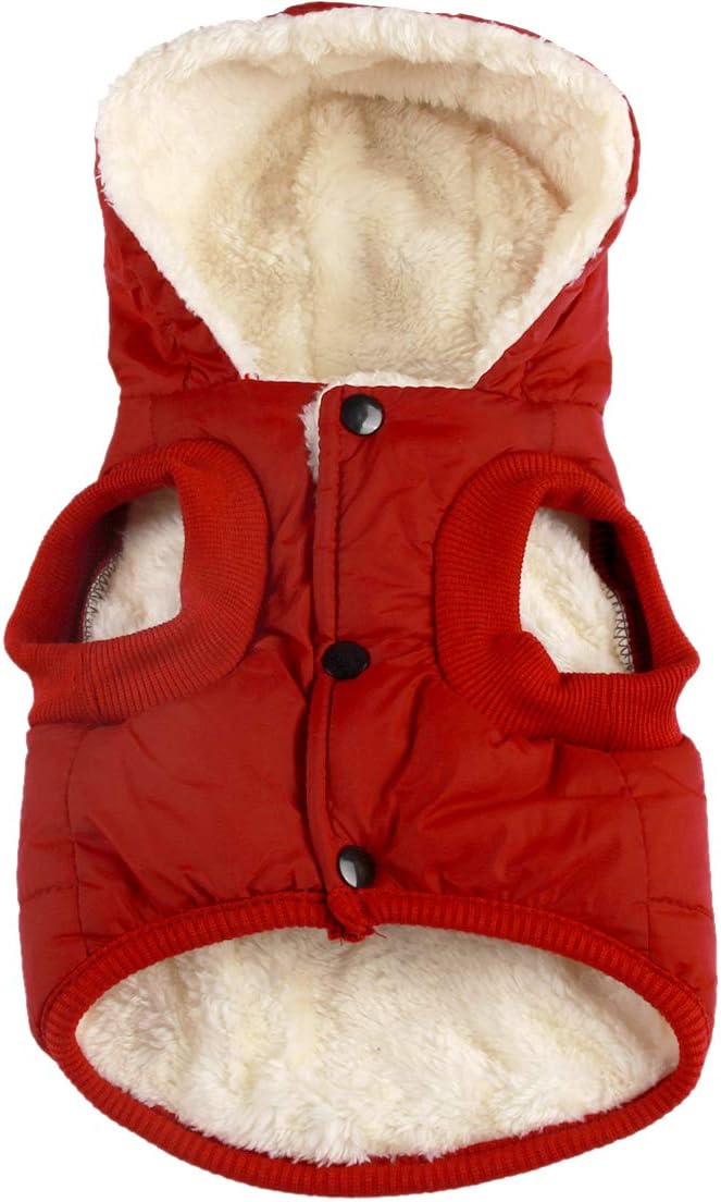 Vecomfy Fleece Lining Extra Warm Dog Hoodie in Winter for Large Dogs Jacket Pet Coats with Hooded,Red XXXL