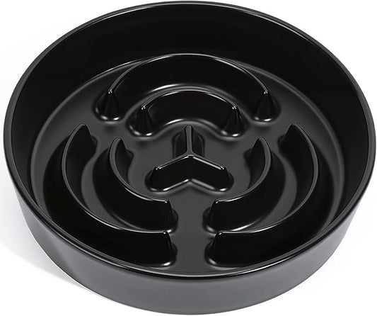 Ceramic Slow Feeder Dog Bowls,2.0 Cups Slow Feeder for Medium Breed,Puzzle Dog Food Bowl to Slow Down Eating, Anti-Gulping, Stop Bloat,Preventing Choking,8in,Black