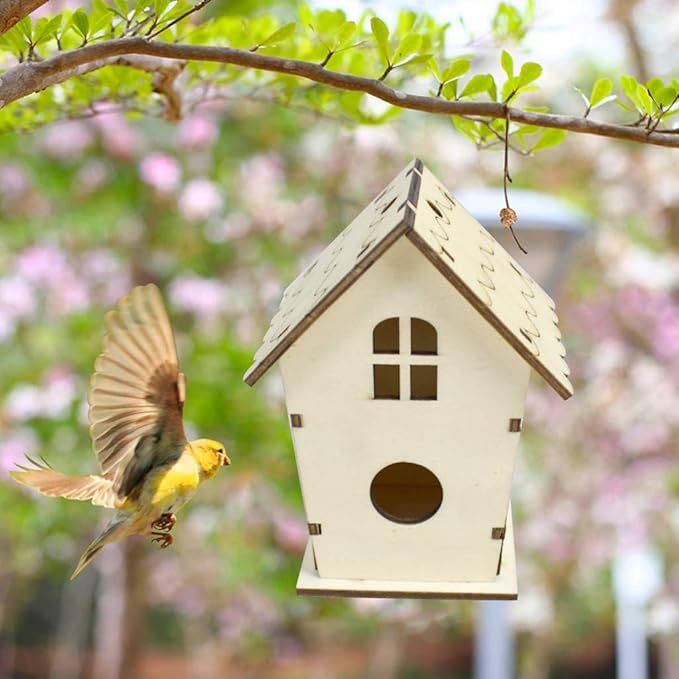 Wooden Bird House Nest Handmade Decorative Simulated Box for