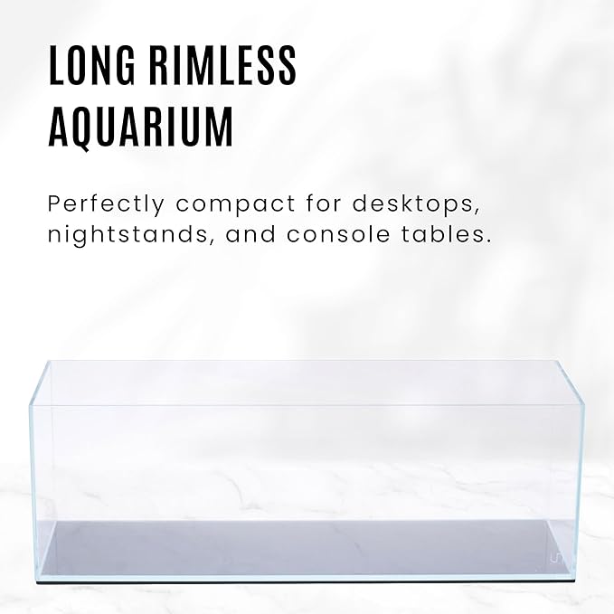 UNS Ultra Clear Rimless Tank - 6.3GAL | 24L - 23.62x7.87x7.87 | 60x20x20 CM, 5mm Glass Thickness, Leveling Mat Included - Low Iron, High Clarity Fish Tank w/ 45° Mitered Edge - [60L]
