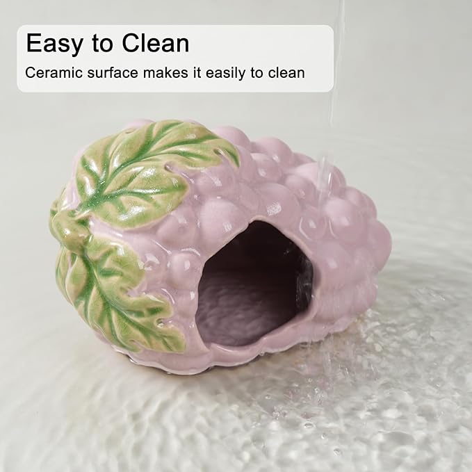 Ceramic Hamster Hideout,Grape Dwarf Hamster House,Guinea Pig Habitat Decor, Hideaway House for Gerbil, Cool Bed for All Season