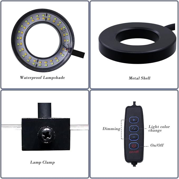 Upgraded Aquarium Light Clip On Fish Tank LED Light Small USB Light Dimmer Multi-Color White+Warm Yellow+Yellow 1 to 5 Gal (Adapter NOT Included, No Timer)