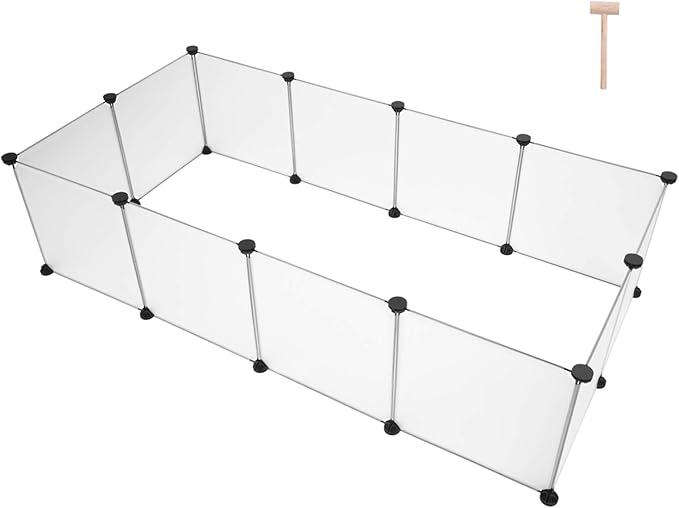 Universal Pet Playpen, Portable Large Plastic Yard Fence for Small Animals - Puppy Kennel Crate, Rabbit Hutch, Hamster & Guinea Pig Enclosure - Easy to Assemble, DIY Expandable, Durable ABS Connectors