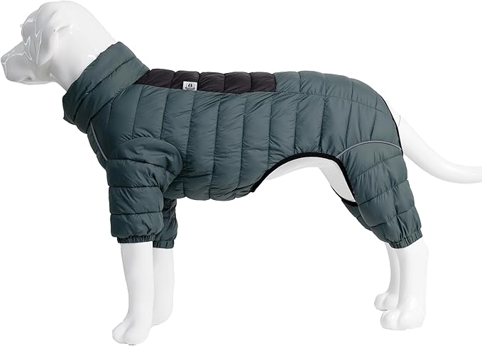 ArmyGreen Dog Warm Coat, Waterproof Windproof Reflective Vest, Zippered Adjustable Snow Jacket for Small to Large Dogs