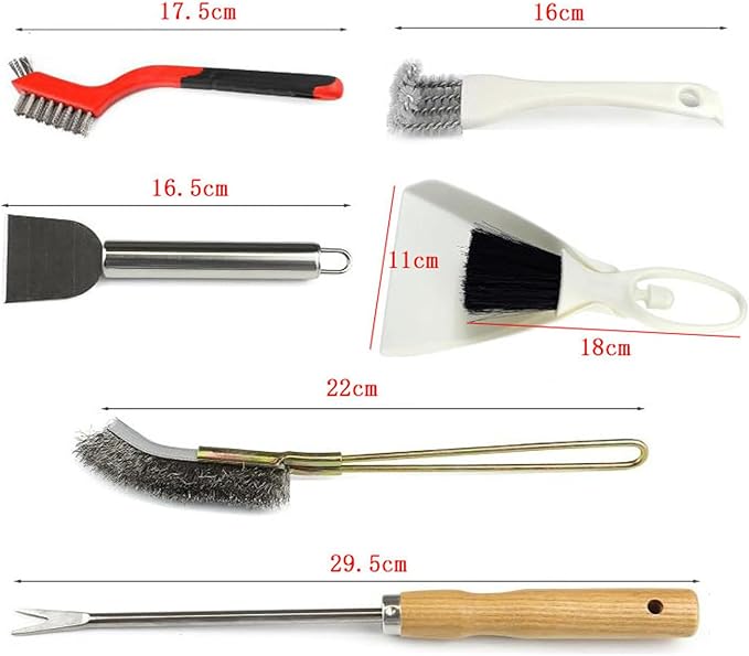 Luqeeg 7Pcs Bird Cage Cleaning Tools Set, Fork Brush Scraper Broom Dustpan Gloves Kit, Stainless Steel Bird Droppings Scraper Tool for Parakeet Items Small Animal Cage Cleaning