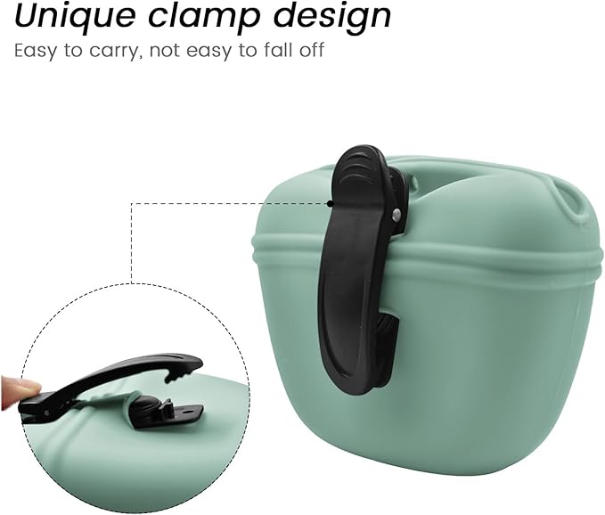 AUDWUD Silicone Dog Treat Pouch,with Dog Training Clicker,Clip on Portable Training Container,Convenient Magnetic Buckle Closing and Upgraded Waist Clip for Enhanced Stability