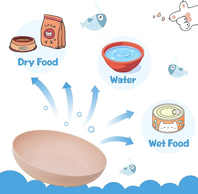 [8 Pack] Cat Dishes Whisker Friendly, Shallow Wide Cat Food and Water Bowl, Durable Wheat Straw Cat Bowls for Indoor Cats