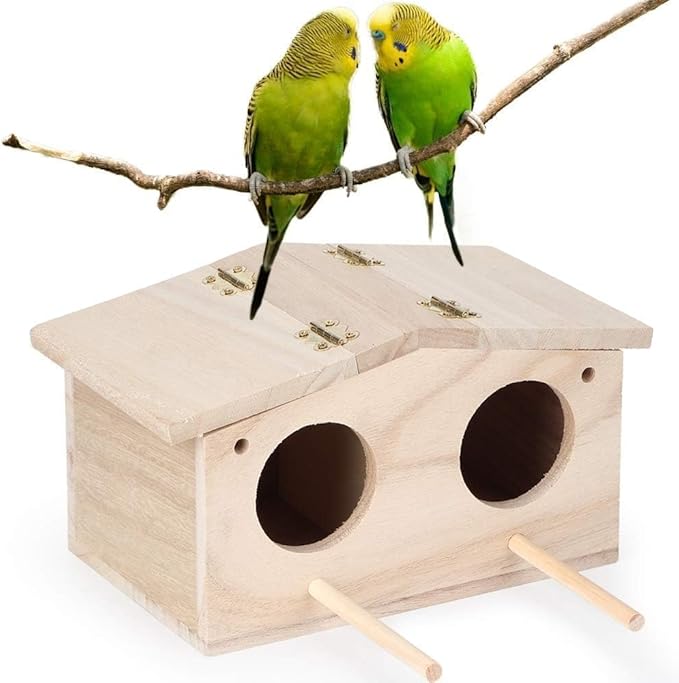Parakeet Nesting Box, Bird House Wood Breeding Box Parrots Mating Box Bird House Budgie Pet Bird Nests House for Parrots Swallows Breeding Box Cage Birdhouse Accessories