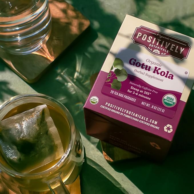 Organic Positively Botanicals Company, Gotu Kola Herbal Tea Bags, 20 Count