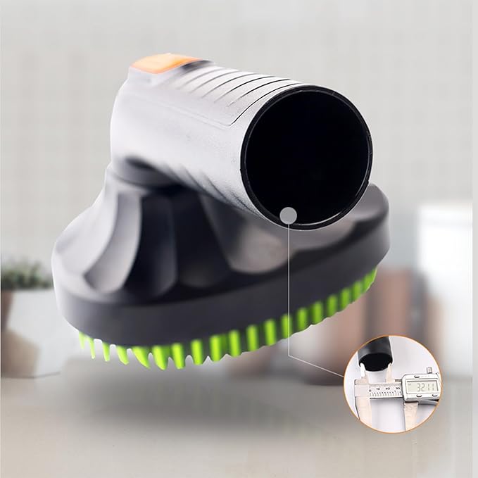 Pet Vacuum Brush - Removes Loose Hair Gently, 2 Head Attachment Kit + Pressure Relief Hole, Suction Control Design, Durable PP plasticc Body + Lightweight 160g - | for Long Haired Dog & Cat Coat Care