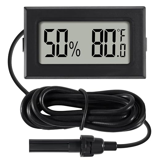1Pcs Mini Digital Thermometer Hygrometer Gauge with Probe Sensor LCD Display Meter Indoor Temperature Humidity Fahrenheit Meter for Incubator Reptile Plant Tank Garden ℉