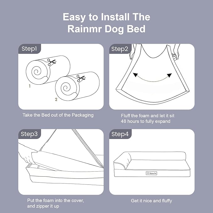 Rainmr Orthopedic Dog Bed for Small and Medium Dogs, Memory Foam Pet Bed with Washable Removable Cover, Nonskid Bottom, Waterproof, for Indoor, Outdoor, Crate ＆ Car Use, 30x20x6 Inches, Dark Grey