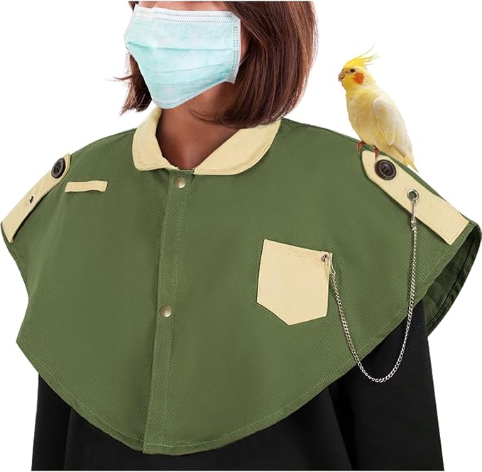 Parrot Anti-Scratch Shoulder Stand Pet Bird Training Shoulder Protector Cape Parrots Poop Shawl Diaper Flight Suits for Macaws Cockatoos Parakeets Cockatiels (Green)