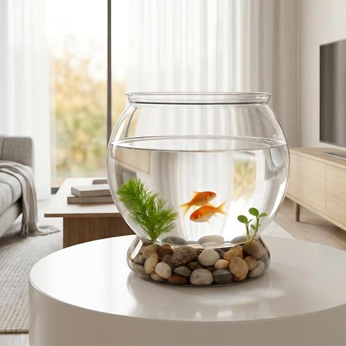 Mini Plastic Fish Bowl, 38 Oz Decorative Small Fishbowl, Round Plastic Fish Tank, Unbreakable Aquarium Fish-Bowls for Party Decorations, Centerpiece Vases, Hydroponic Planter and Home Decorations