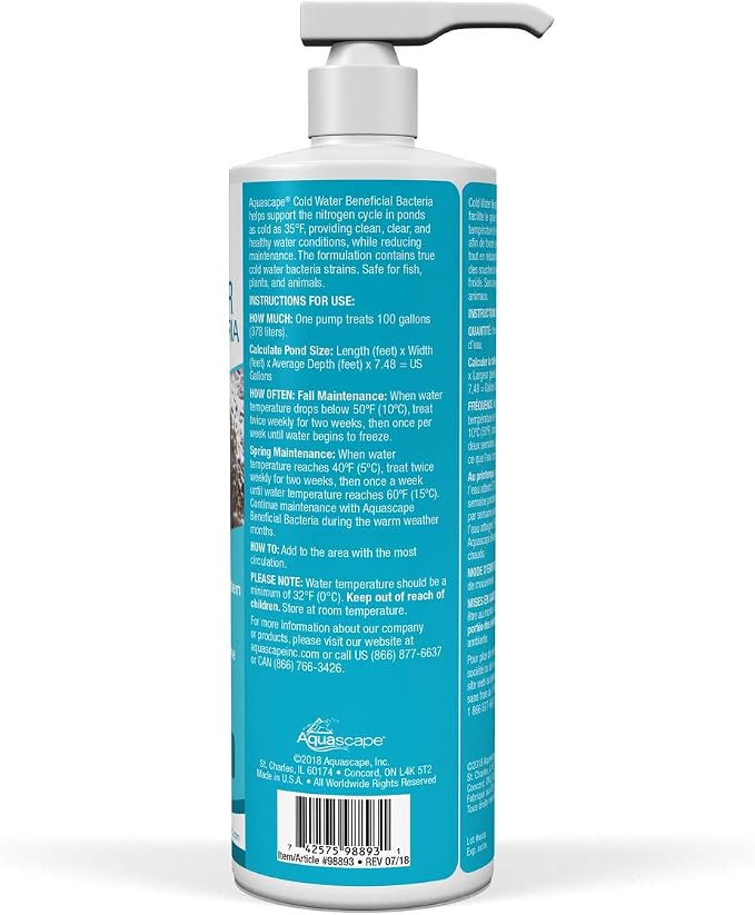 Aquascape Cold Water Beneficial Bacteria for Pond and Water Features 16 oz. / 473ml, 98893