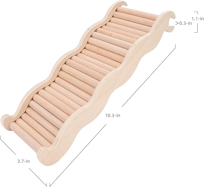 Niteangel Hamster Climbing Toy Wooden Ladder Bridge for Hamsters Gerbils Mice and Small Animals (Large - 10.35'' L)