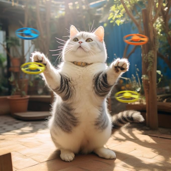 Cat Fetch Toy, Interactive Flying Cat Toy with 20 Propellers,Kitten Tracks Toy for Training Hunting Chasing(only Flying Propellers)