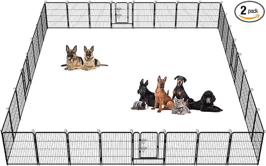 BestPet | Dog Playpen | 32 Inch, 32 Panels | Heavy Duty Metal Pet Exercise Pen | Indoor Outdoor Fence Panels | Rust-Resistant, Removable, Tool-Free Setup | Anti-Skid, Expandable Design