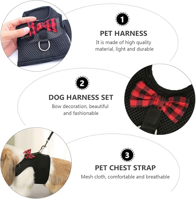 LALAFINA Small Animal Pet Harness Vest Mesh Chest Strap Adjustable Breathable Black S (20-23cm) for Rabbits Guinea Pigs Squirrels Travel and Daily Use
