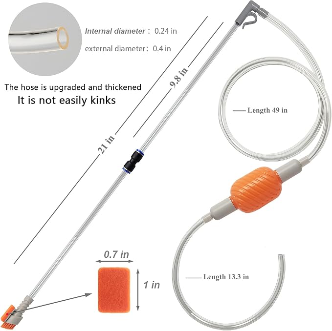 AREPK Compact Aquarium Siphon Vacuum and Water Changer Kit with Cleaning Brush. Perfect for Simultaneous Water Changing and Cleaning in Small Fish Tanks. Gravel and Sand Cleaning. (Pack of 2)