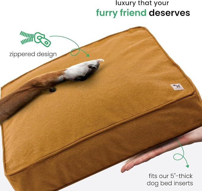 Molly Mutt Fast Car Dog Bed Duvet Cover, GOTS-Certified 100% Cotton Canvas Cover for Dog, Puppy, or Cat Bed, Durable, Washable, and Free of Harmful Chemicals, Small, 22"x27"x5", Mustard Yellow