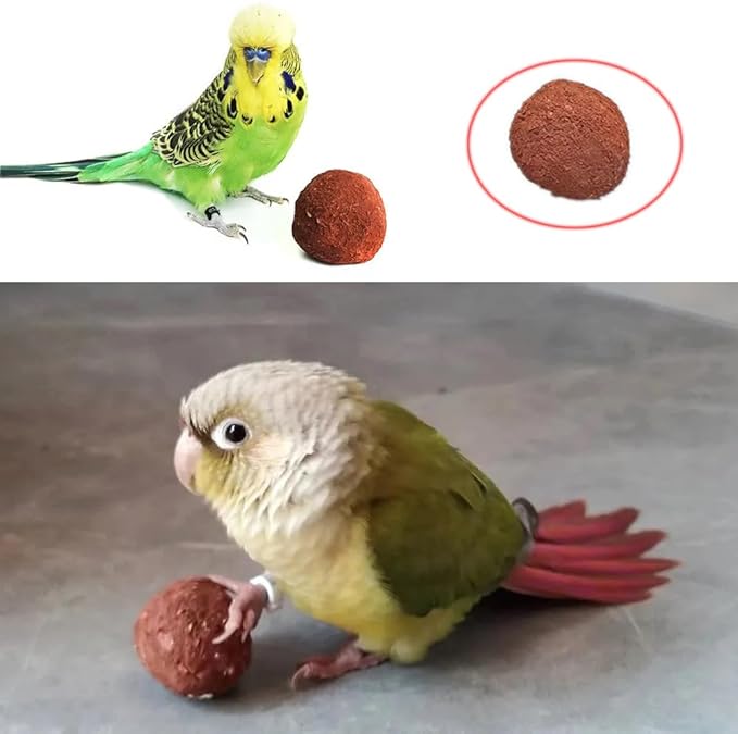 4 Pack Bird Mineral Block Natural Formula Clay Ball Bird Beak Grinding Stone Rock Blocks Calcium Supplement Parrot Chewing Toys for Parakeets Quaker Senegal Conure Budgies Cockatiel Greys