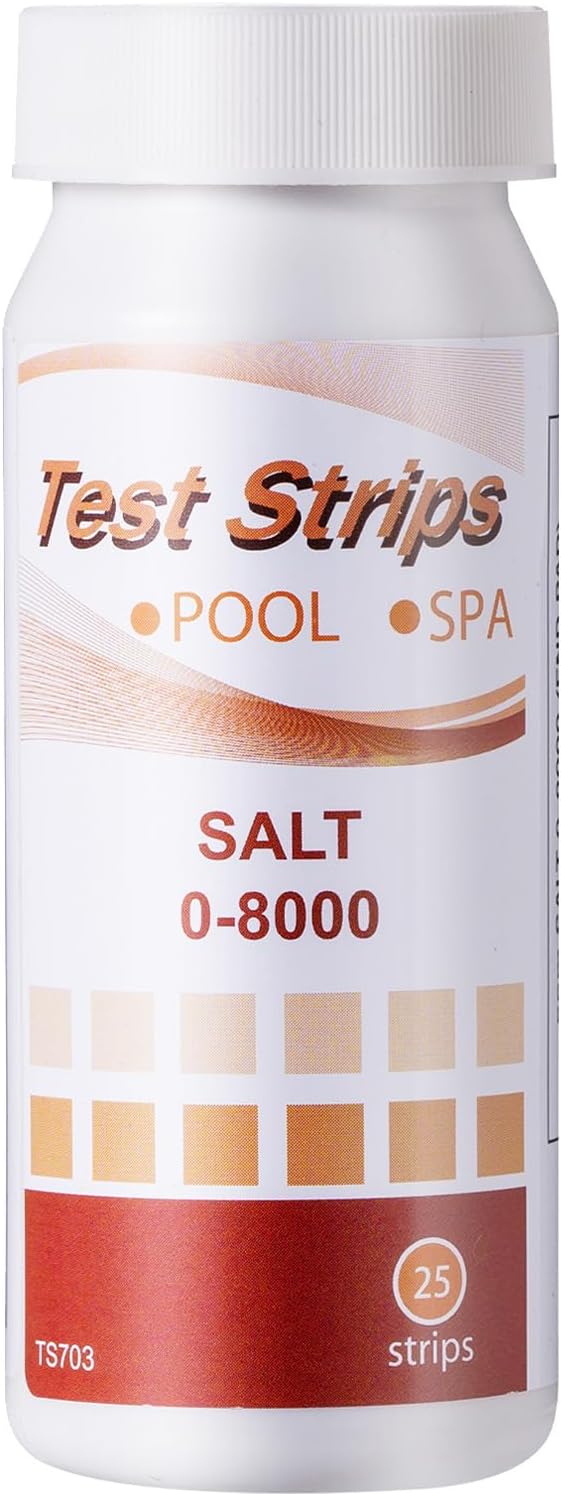SuperCheck Salt Test Strips for Testing Sodium Chloride Content in Pool and Spa, 0-8000 ppm, Saltwater Pool Test Strips, Measure Salt Level in Saltwater Chlorine Generator Pool System, Salt Test Kits