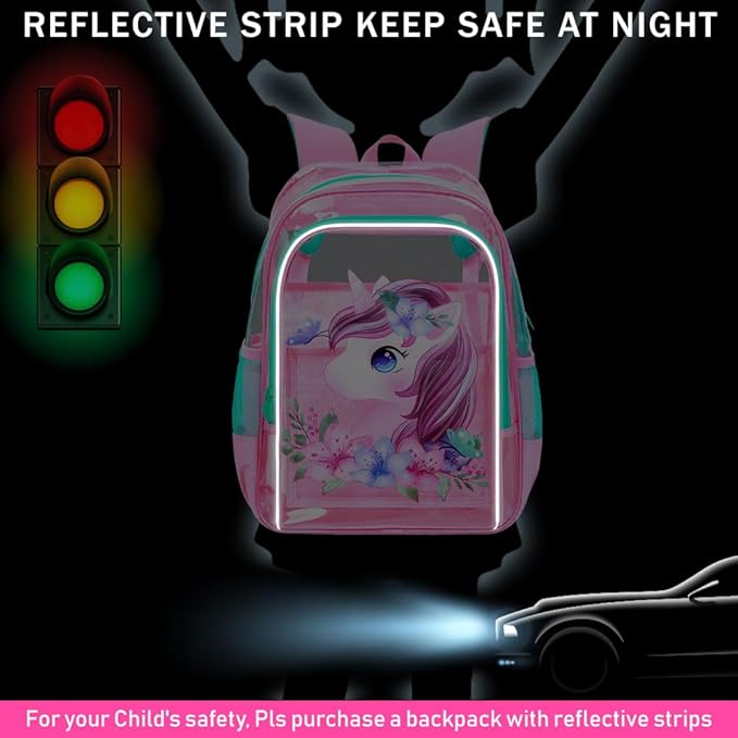KLFVB 3PCS Clear Backpack for Girls and Boys, Kids See Through Backpacks Stadium Approved, Transparent Bookbag for Elementary