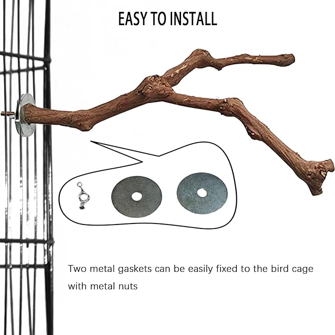 PINVNBY Parrot Perches Natural Birds Stand Wild Grape Stick Grinding Paw Climbing Wood Cage Accessories and Toy for Parakeet, Lovebirds,Budgies,Cockatiels and Finches