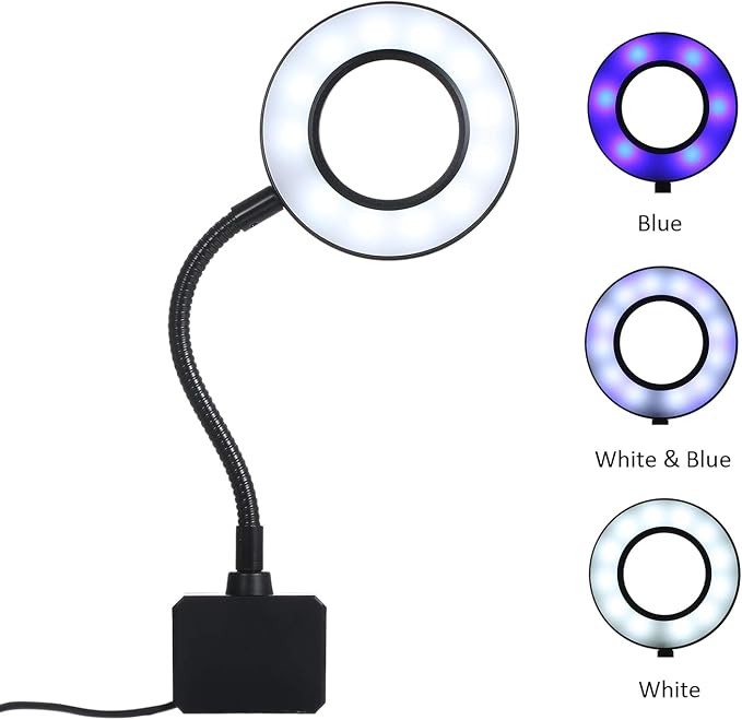 18 LED Aquarium Light with Clip on Flexible Gooseneck USB Powered Dimmable 3 Color Modes 10 Brightness Levels for Fish Tank Jar