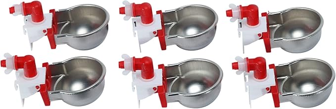 RAC Paws by RentACoop DIY Auto-Fill Metal Cups Waterer Kit - Great for Small Animals, Pets, Bunnies, Ferret, Chickens, Hamsters, Guinea Pigs, Rabbits, Chinchillas, Mice, Rats - 6 Pack