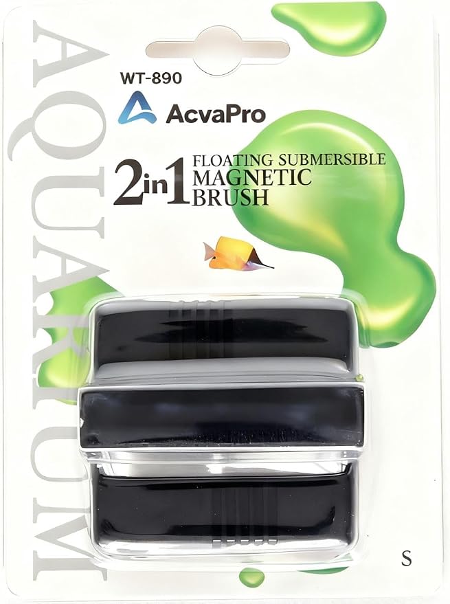 Magnetic Aquarium Glass Cleaner, Highly efficient Powerful Double Side Magnetic Fish Tank Brush and Corner Cleaner, Interchangeable Floating and Submersible (S 2.40x2.36x1.18in)