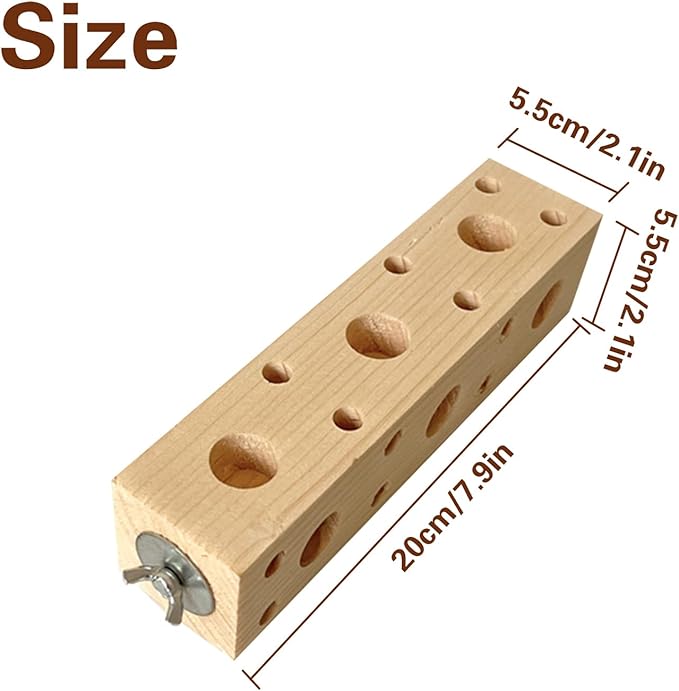 Bird Wooden Block Chewing & Foraging Training Toys for Small Animals - Shredding & Biting Wooden Bird Cage Accessories & Teething Toys for Lovebirds, Parakeets & Cockatiels