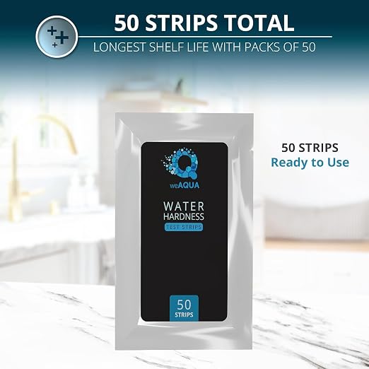 Water Hardness Test Kit - DoubleCheck 50 Strips - Hard Water Testing Kit – Tests Calcium & Magnesium (0–425 PPM) – for Tap, Well, Drinking, Pool, Spa & Dishwasher