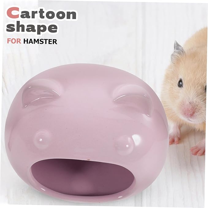 Ceramic Small Pet Hideout Cozy House Bed for Hamsters Gerbils Guinea Pigs Hedgehogs Small Animals Comfortable Shelter and Decorative Cage Accessory