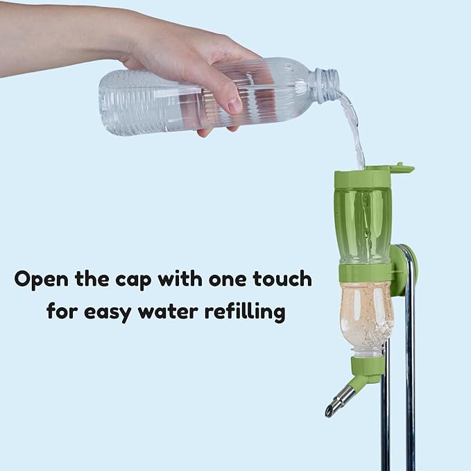 Leak-Proof Small Animal Water Bottle for Chinchillas, Guinea Pigs & Rabbits, Bird & Parrot Water Dispenser (Green, 8.12oz)