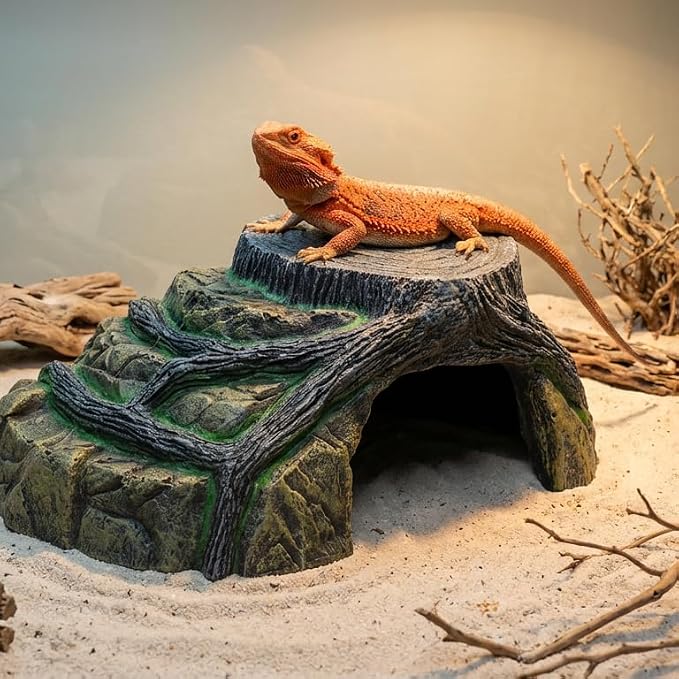 Gecko Tank Accessories, Tortoise Habitat Accessories, Ball Python Tank Accessories, Large Snake Hides, Perfect Terrarium Decor for Reptile Gecko Basking Humid Hiding (Large)