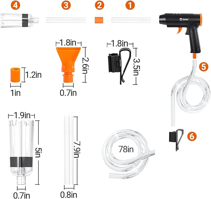 Yaubay 132GPH Manual Aquarium Gravel Cleaner, Fish Tank Siphon Vacuum Cleaner with Adjustable Water Flow for Cleaning Dirt, Water Change & Wash Sand Aquarium Cleaning Tools