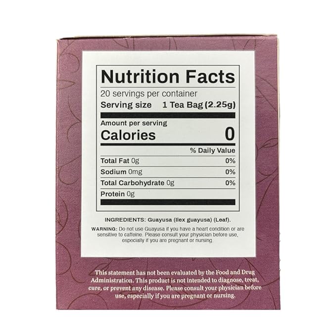 Organic Positively Botanicals Company, Guayusa Herbal Tea Bags, 20 Count