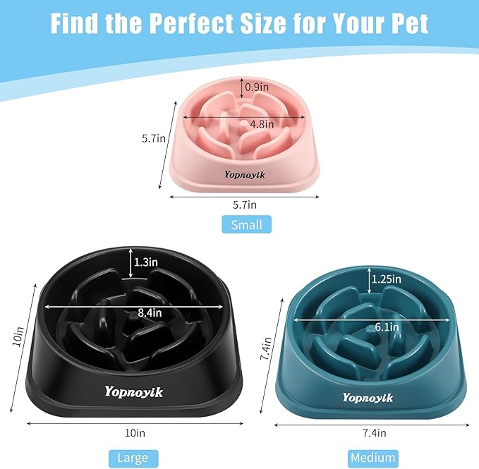 Slow Feeder Dog Bowls for Healthy Eating, Non-Slip and Anti-Choking Design, Reduces Bloating & Overeating for Medium Dogs and Cats, Easy to Clean