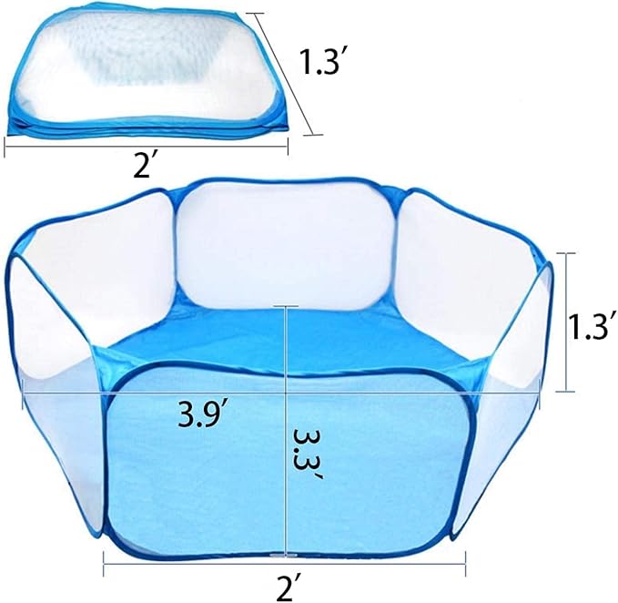 Hamster Playpen Guinea Pig Playpen Bunny Breathable & Transparent Playpen with Mat for Chinchilla Hedgehog Rat Foldable and Easy to Carry