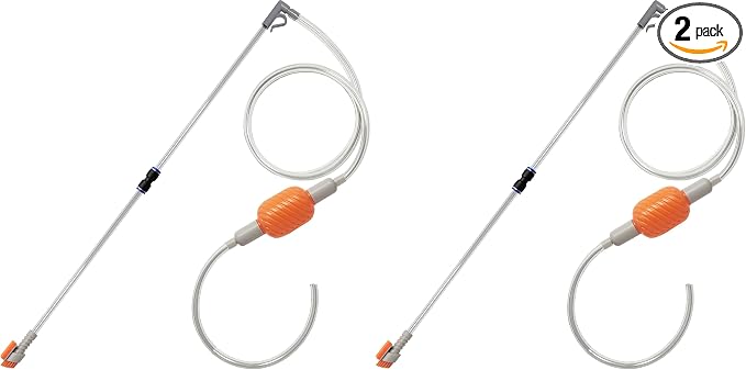 AREPK Compact Aquarium Siphon Vacuum and Water Changer Kit with Cleaning Brush. Perfect for Simultaneous Water Changing and Cleaning in Small Fish Tanks. Gravel and Sand Cleaning. (Pack of 2)