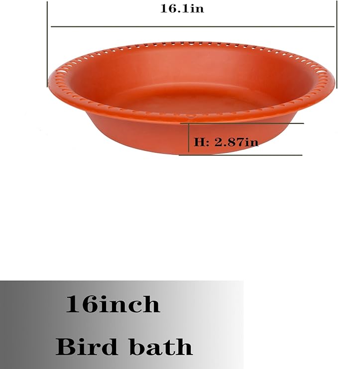 OVZILKI Bird Baths for Outdoors Heavy Duty, 16 inch BirdBath Bowl Only with Rust-Proof Black Chains, Hanging Bird Bath Hanging Bird-Feeder for Garden Backyard Decor (Terracotta 1 Pack)